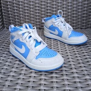 Nike Air Jordan Kids Blue and White Mid-Top Sneakers